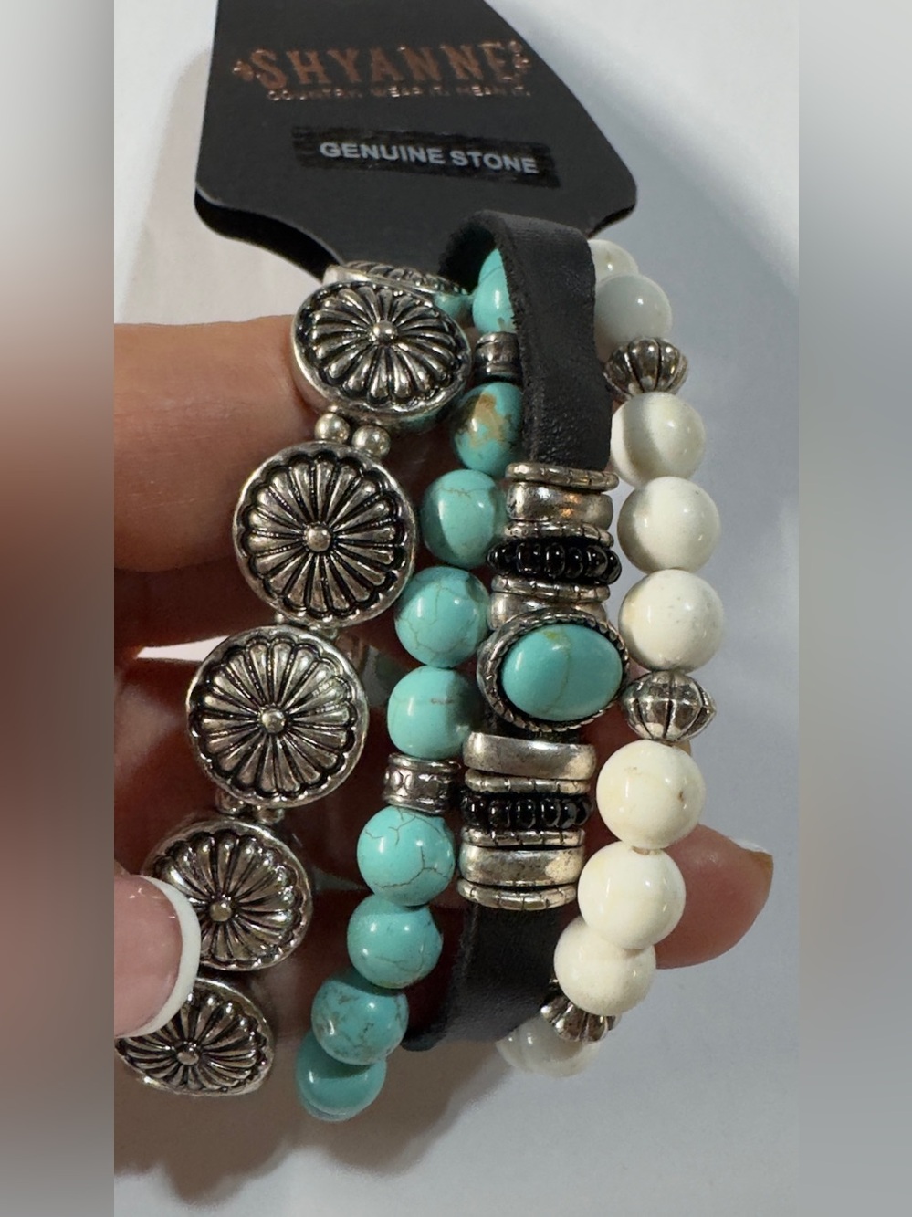Shyanne Turquoise, White & Black Stackable Bracelet Set